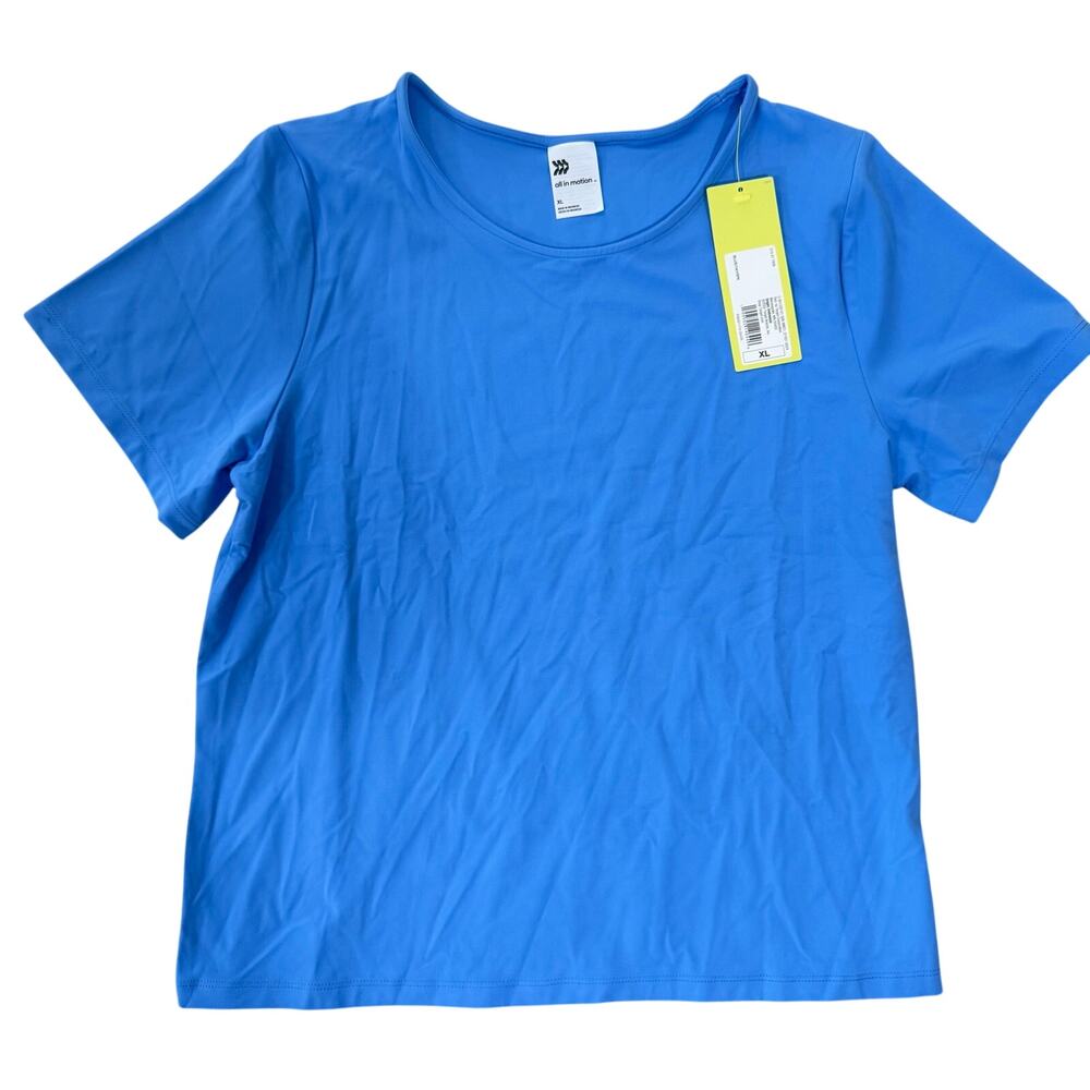 NWT All in Motion Everyday Soft Cropped Short Sleeve Performance T-Shirt Blue XL